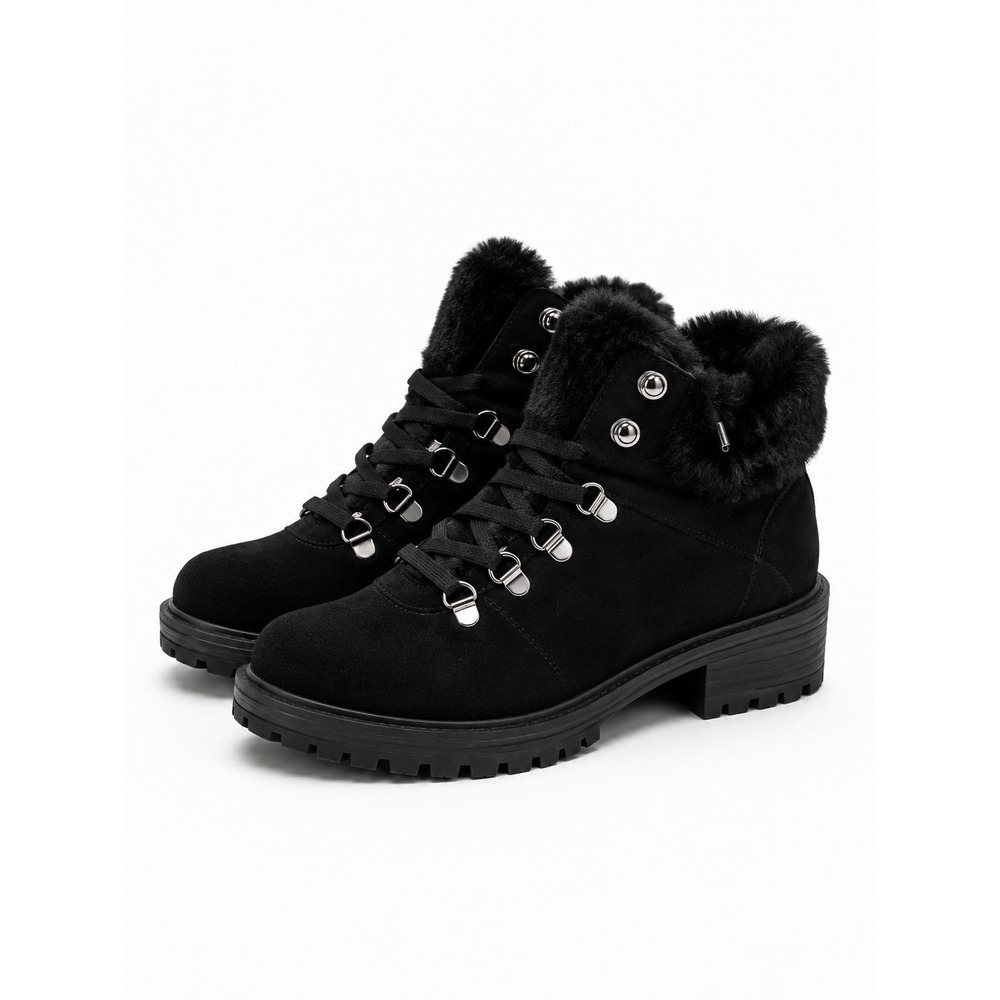 Universal Thread Hiker Booties Women 8 Black Faux Fur Lug Sole Gorpcore Kierra